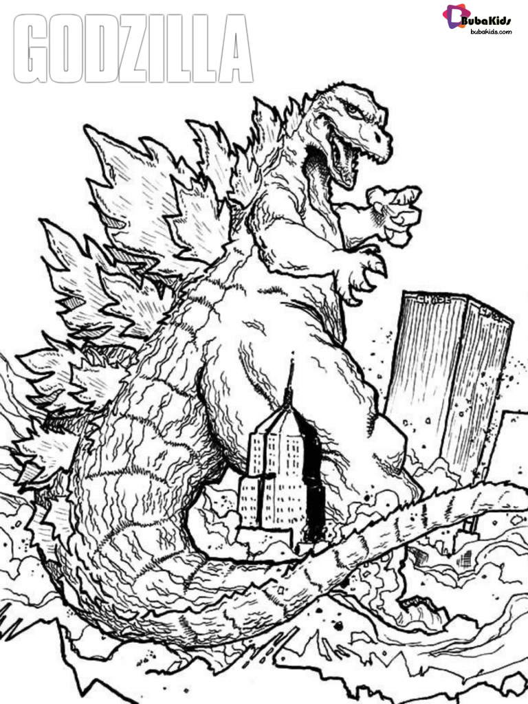 godzilla in new york city coloring page