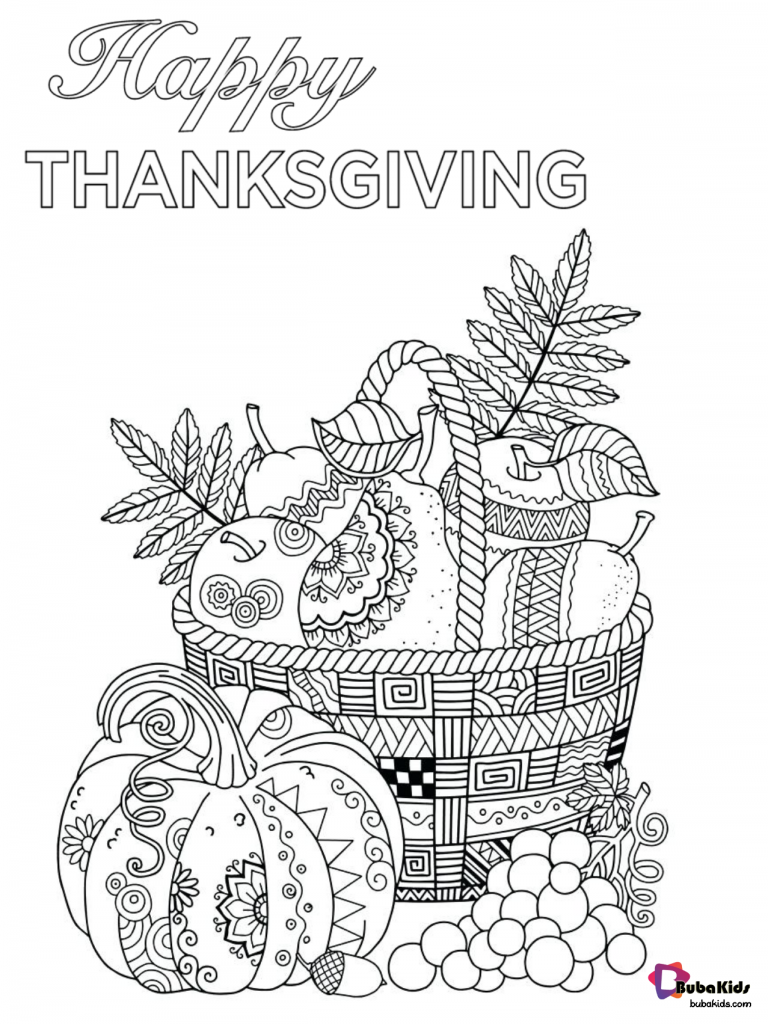 happy thanksgiving printable coloring page