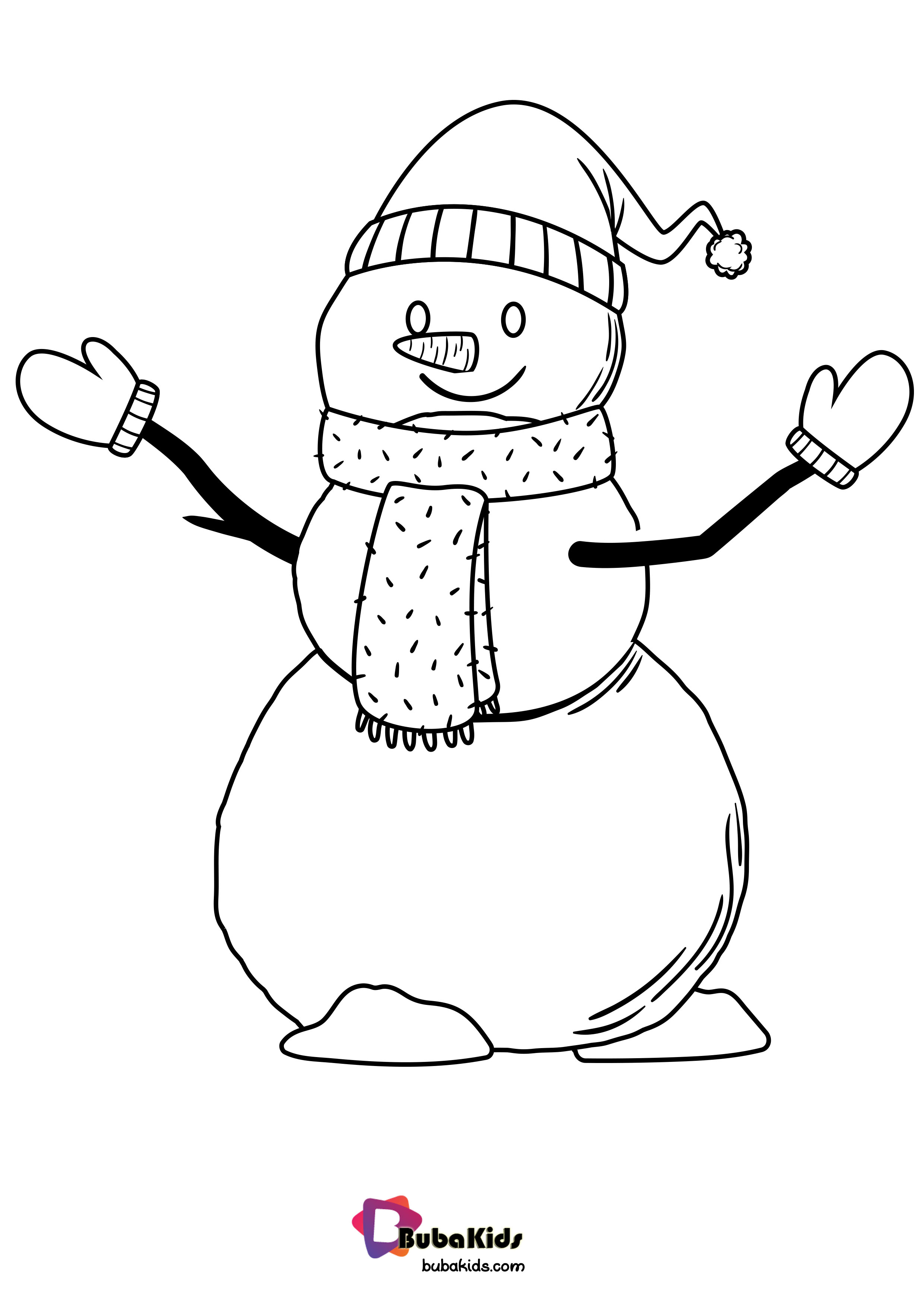 Hey Kids Let's Coloring This Snowman.! Hohohoho - BubaKids.com
