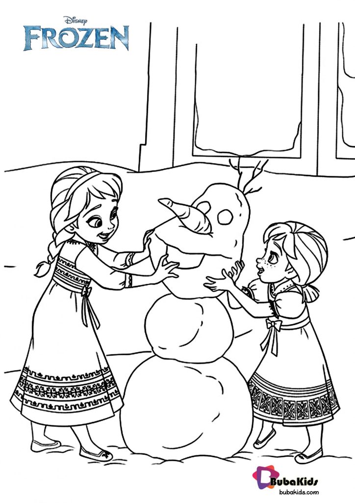 Little Princess Anna and Elsa Coloring Page