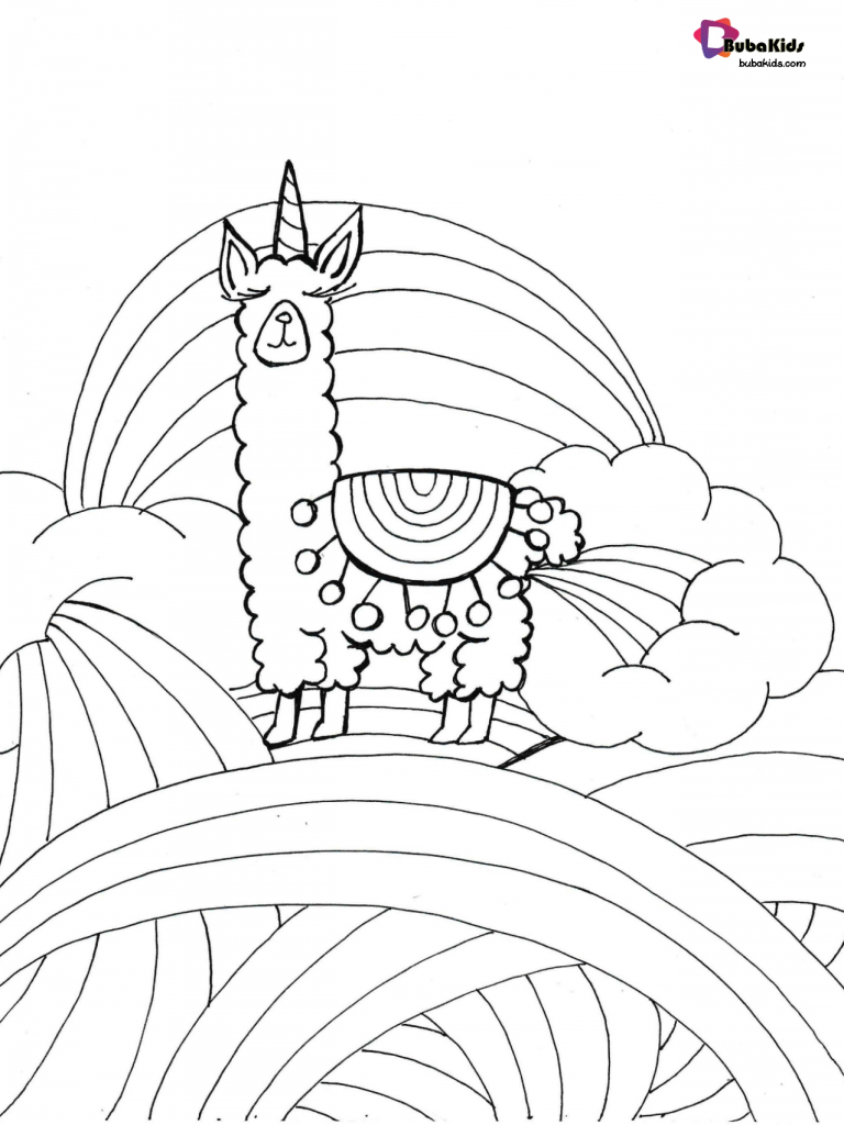 llama free printable coloring page