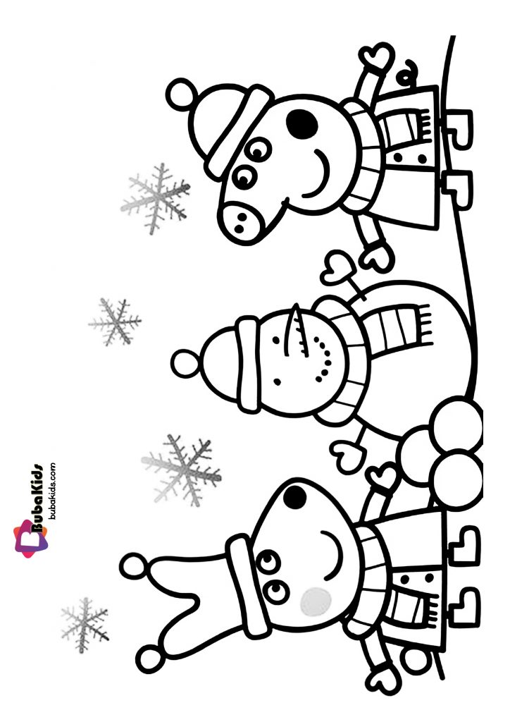 Peppa Pig Happy Christmas Coloring Page