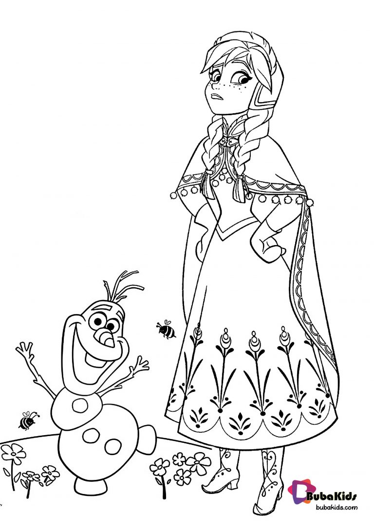 Princess Anna and Olaf Frozen 2 Coloring Page | BubaKids.com