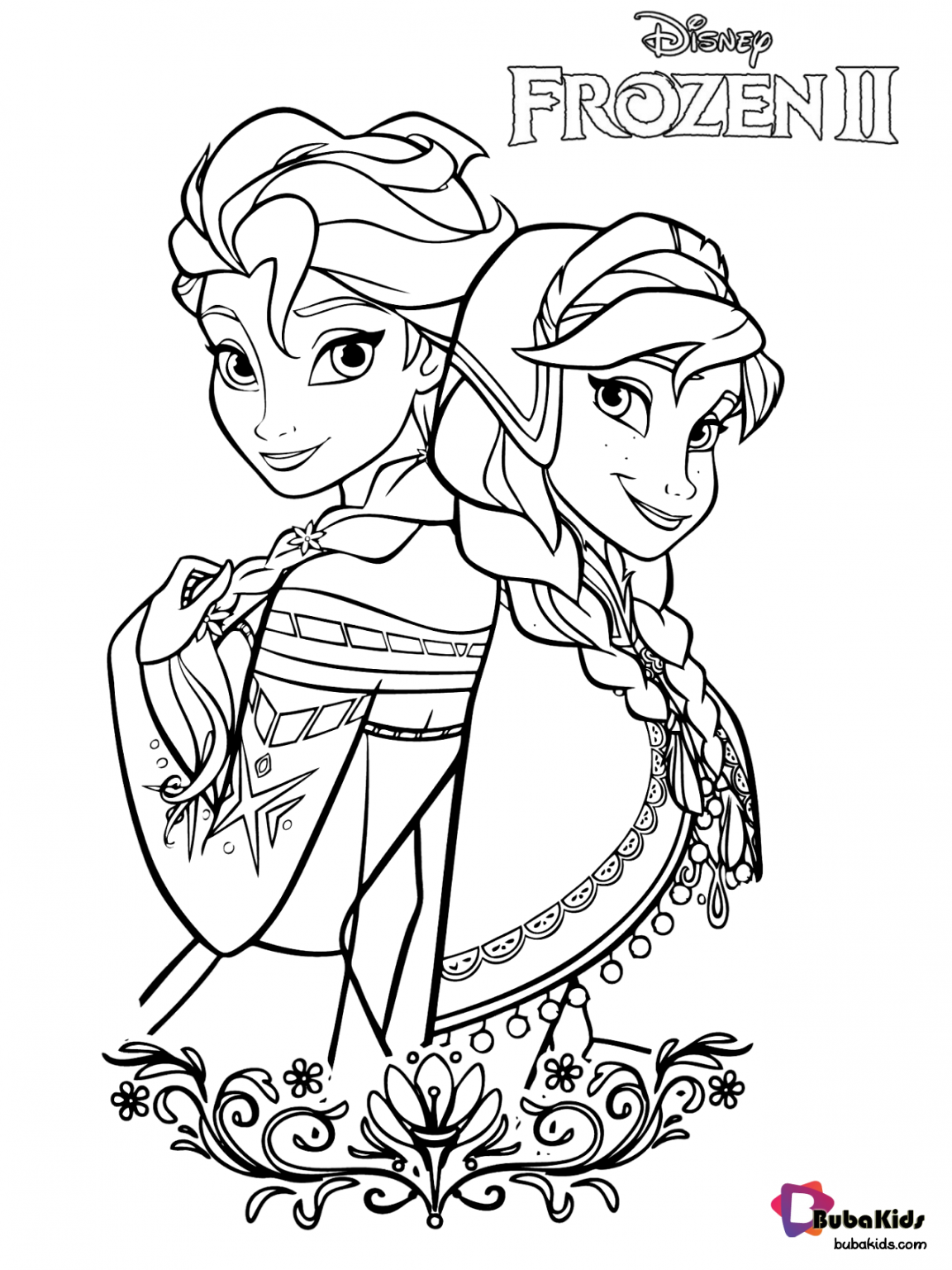 Download queen-elsa-and-anna-frozen-2-coloring-pages - BubaKids.com