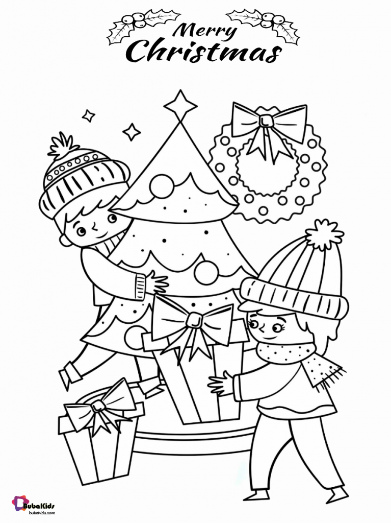 Merry christmas kids coloring pages