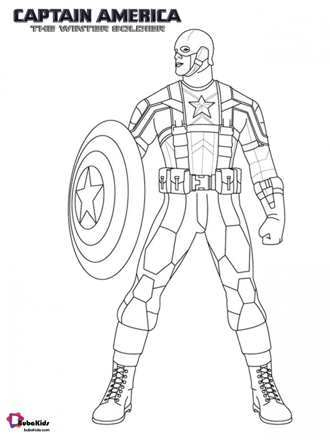 Superhero Captain America coloring page.