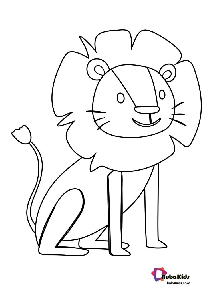 cute lion for preschool kids coloring page scaled