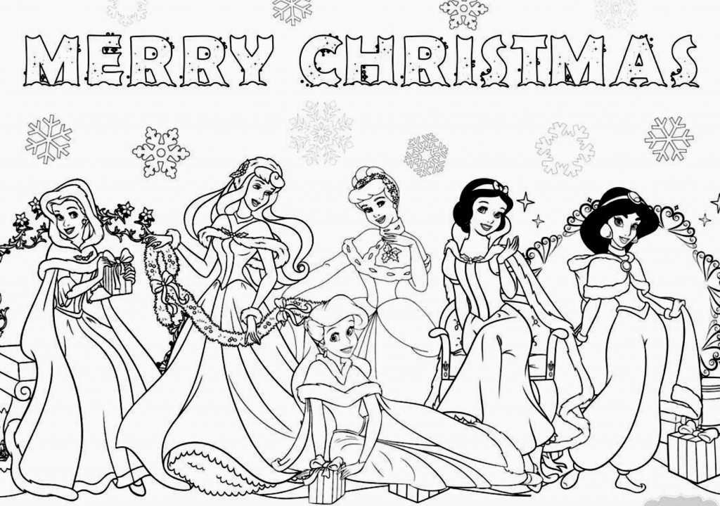 disney princess merry christmas coloring page