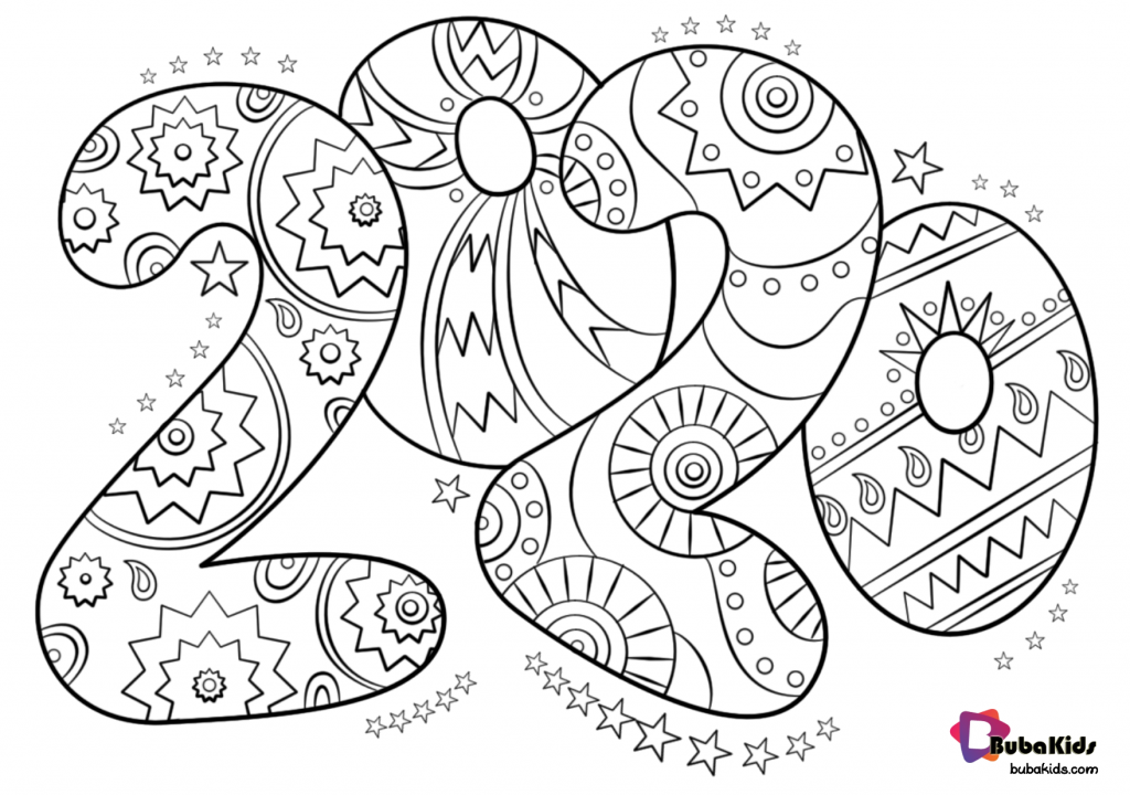 happy new year 2020 coloring page bubakids
