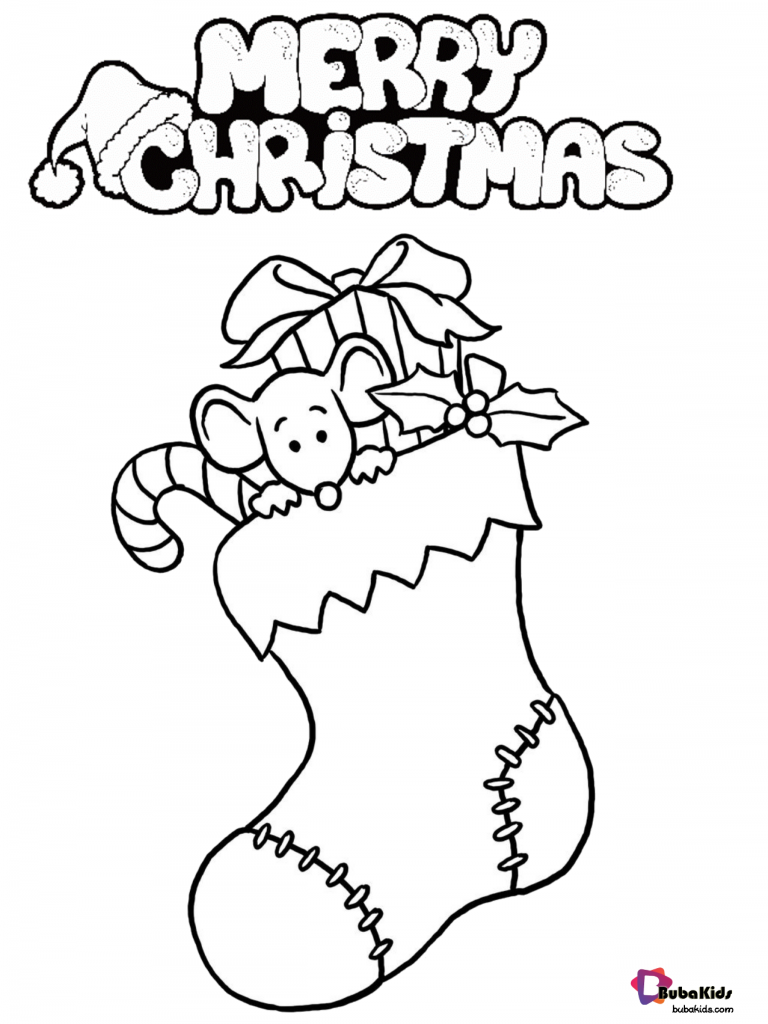 merry christmas sock coloring page