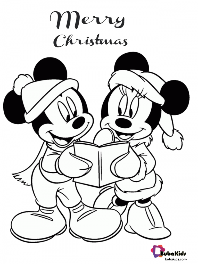 mickey and minnie mouse merry christmas coloring page