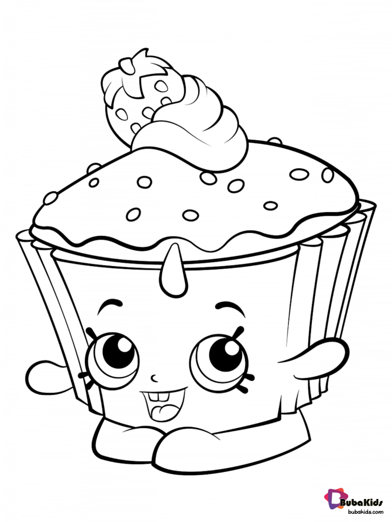 strawberry cup cake coloring page