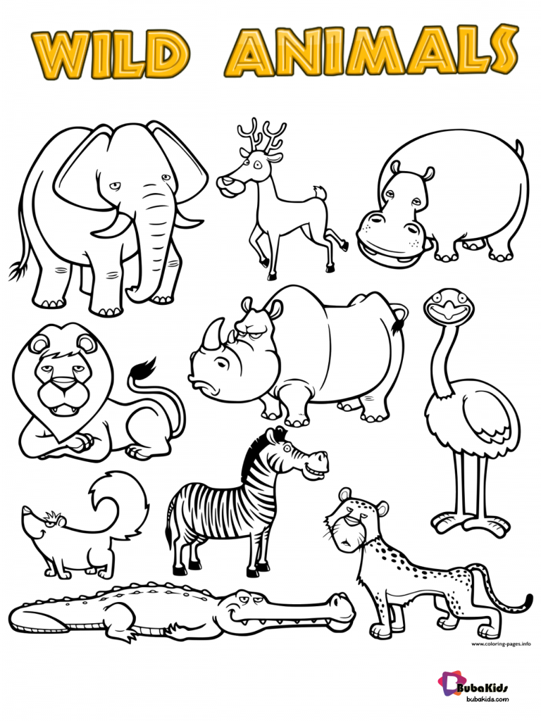 Free download Wild Animals printable coloring page