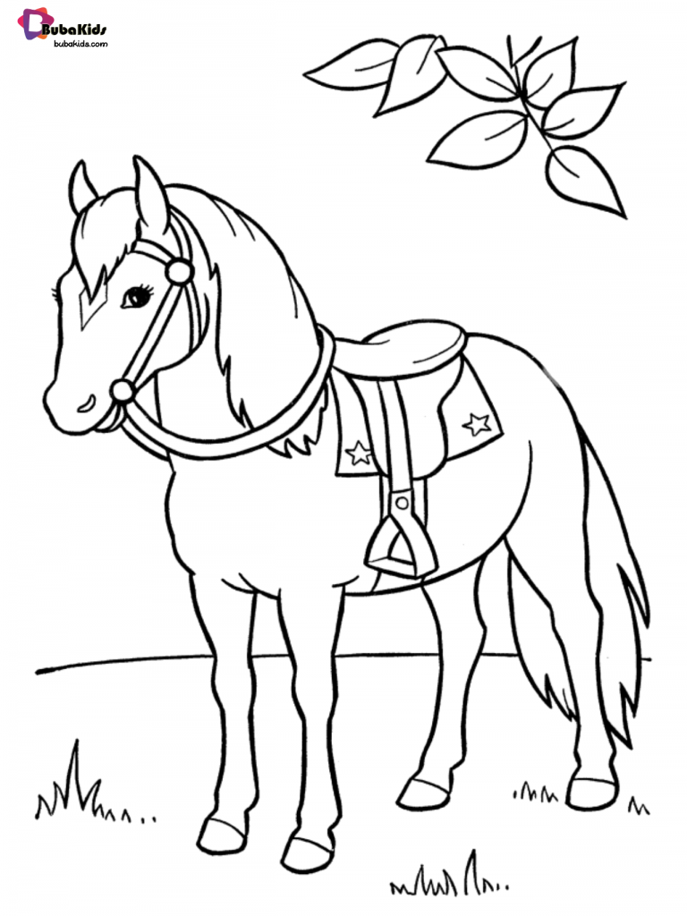 Free download and printable horse coloring page for kids to print and color
