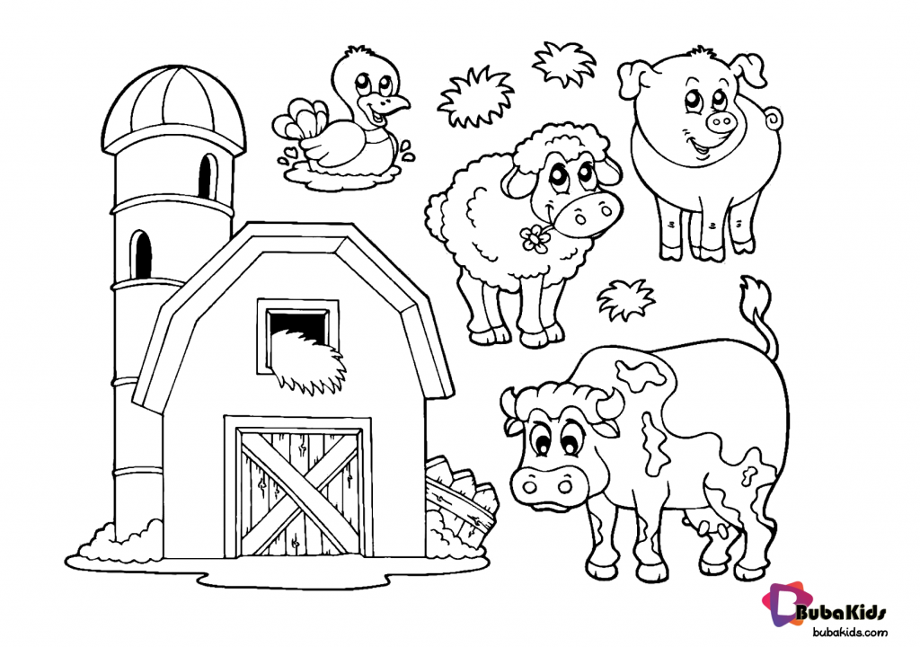 farm animal coloring page for kids children