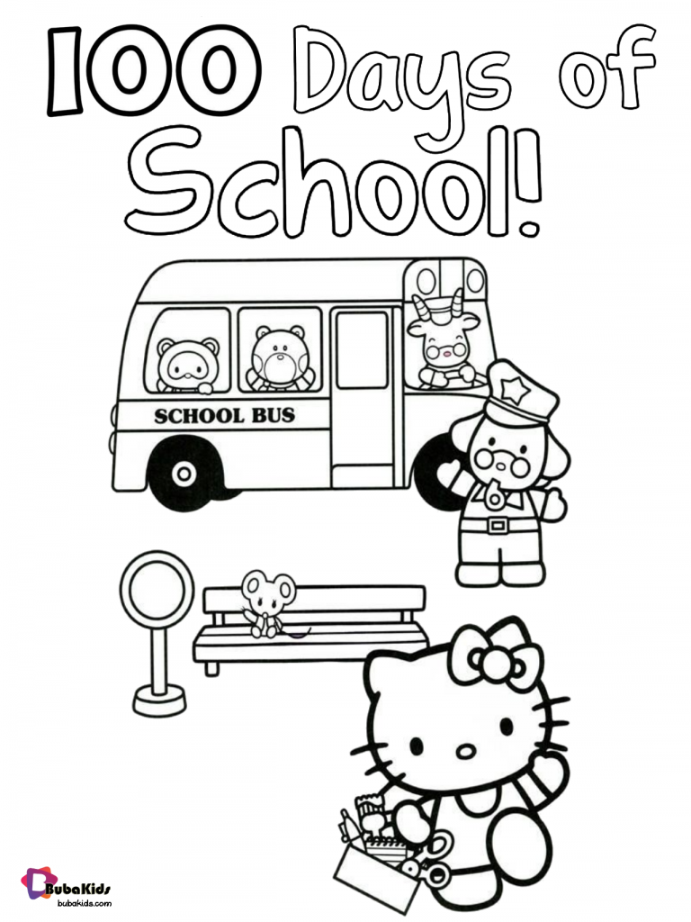 free hello kitty 100 days of school coloring pages