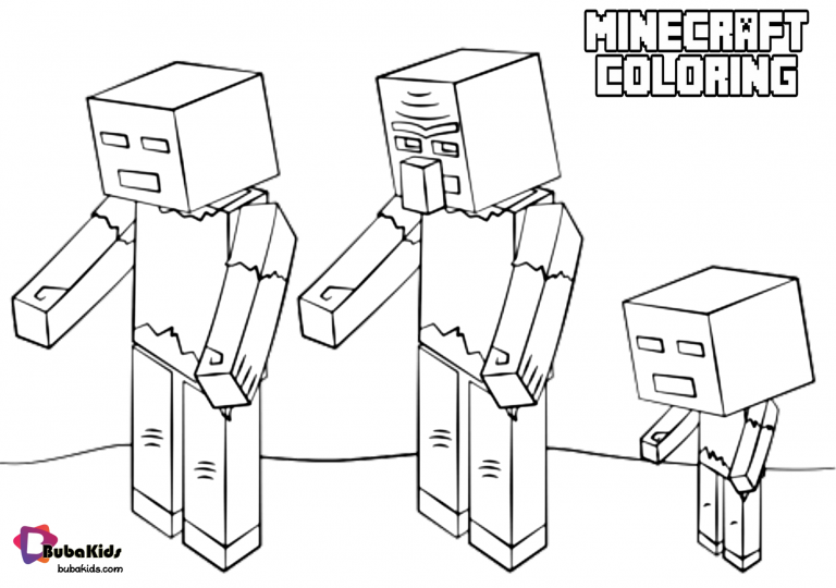 Minecraft coloring zombies coloring page | BubaKids.com