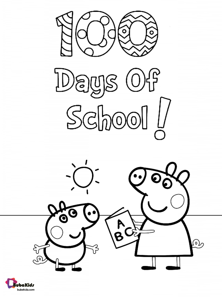 peppa pig 100 days of school coloring pages
