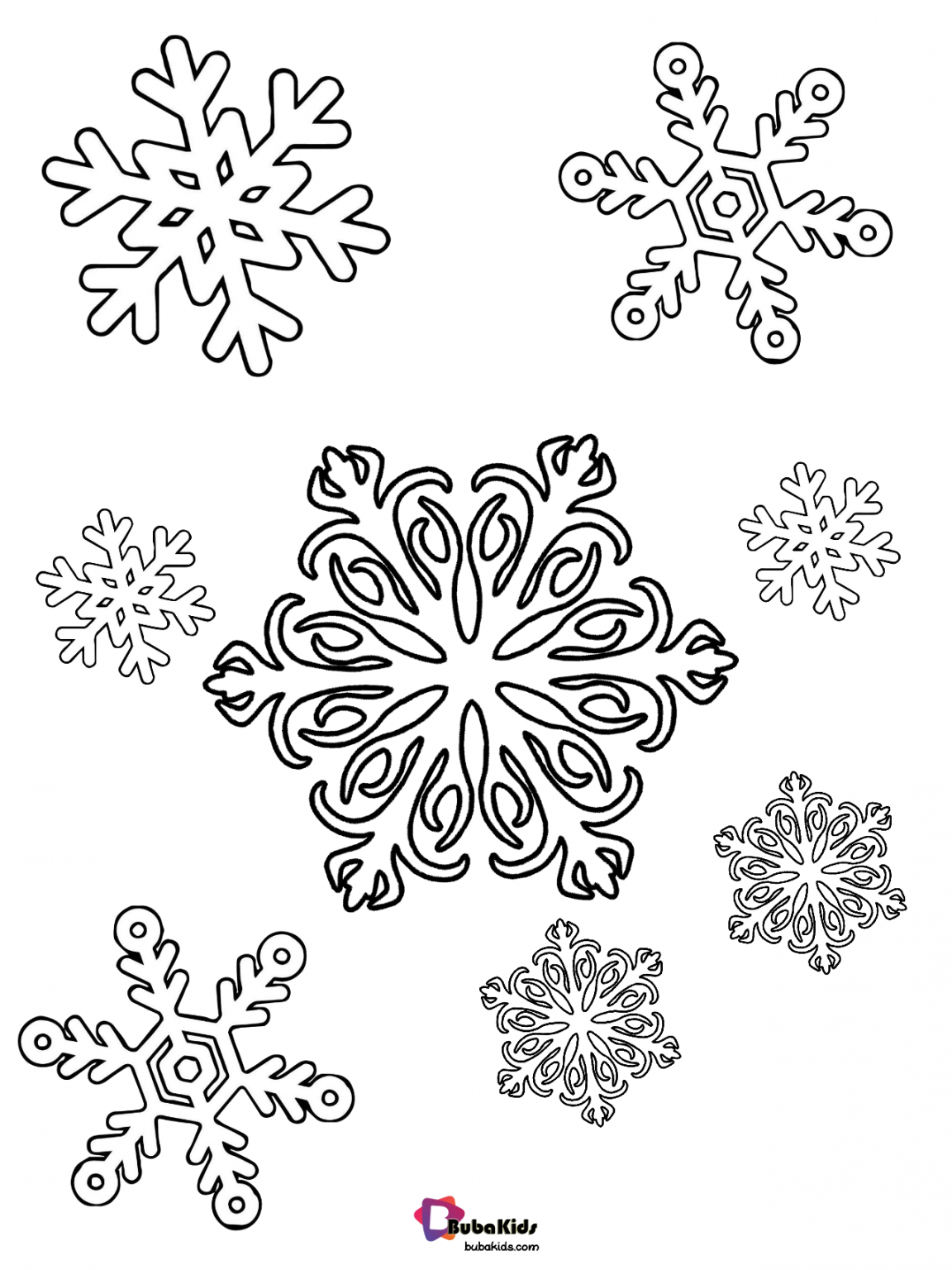 Free download winter snowflake printable coloring page. | BubaKids.com