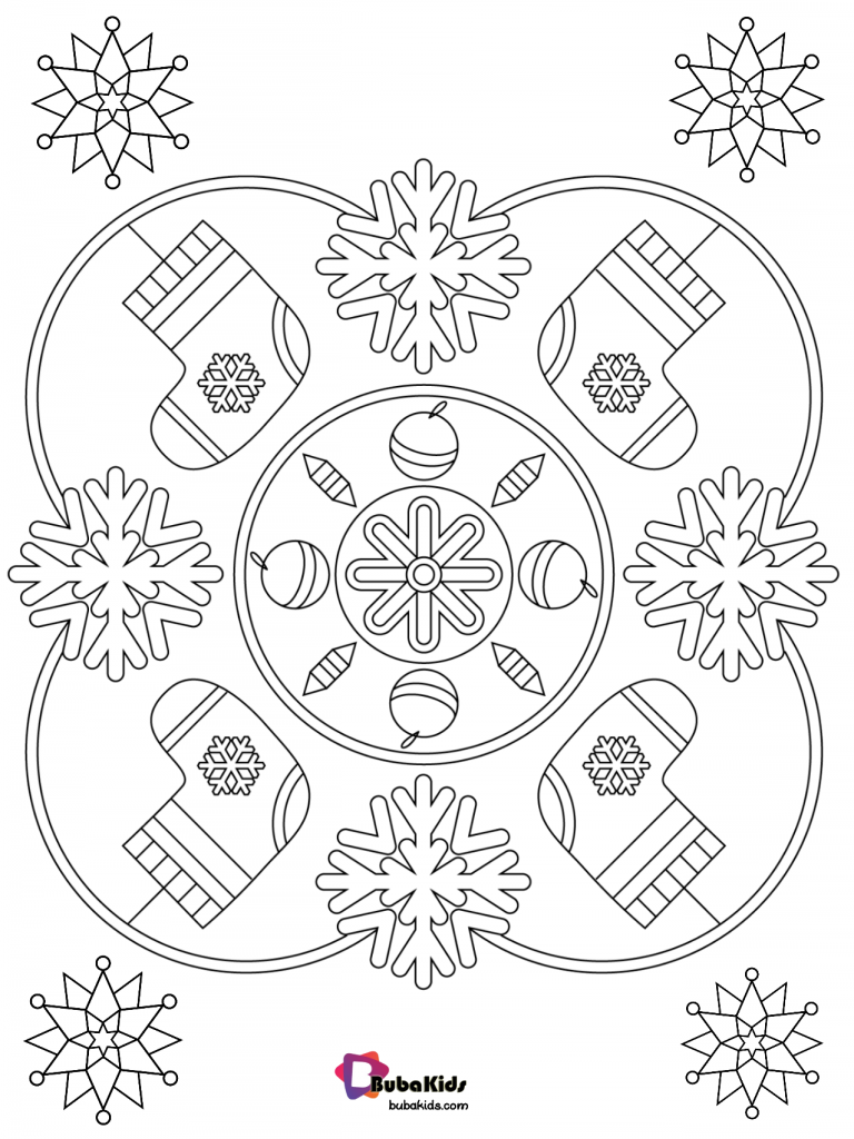 winter socks and snowflakes coloring pages