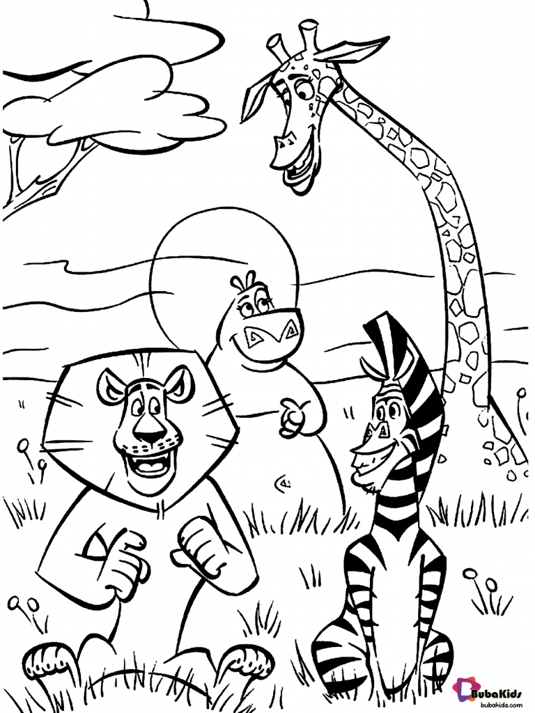 Madagascar movie characters coloring page
