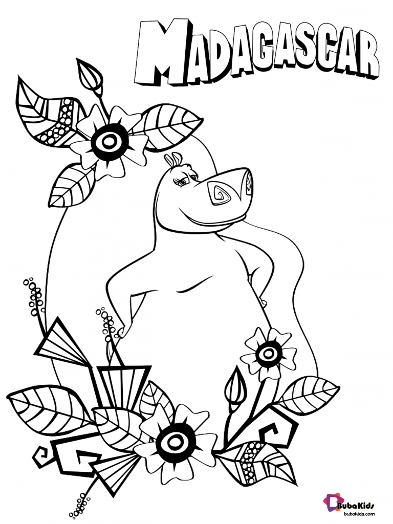 gloria from madagascar movie coloring page