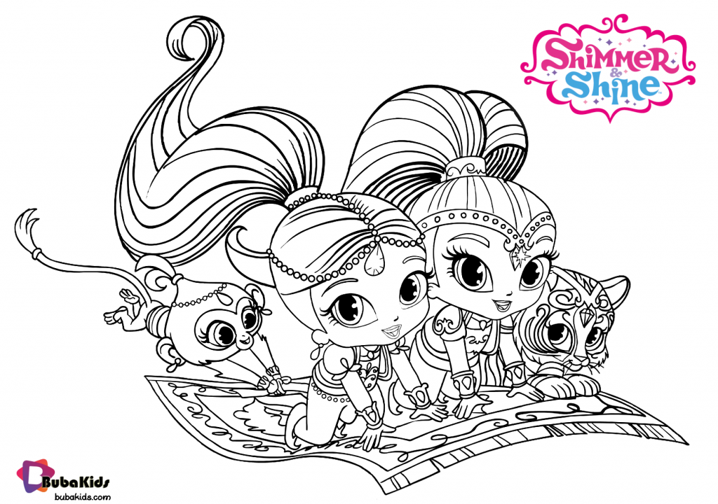 shimmer and shine on flying carpet coloring pages
