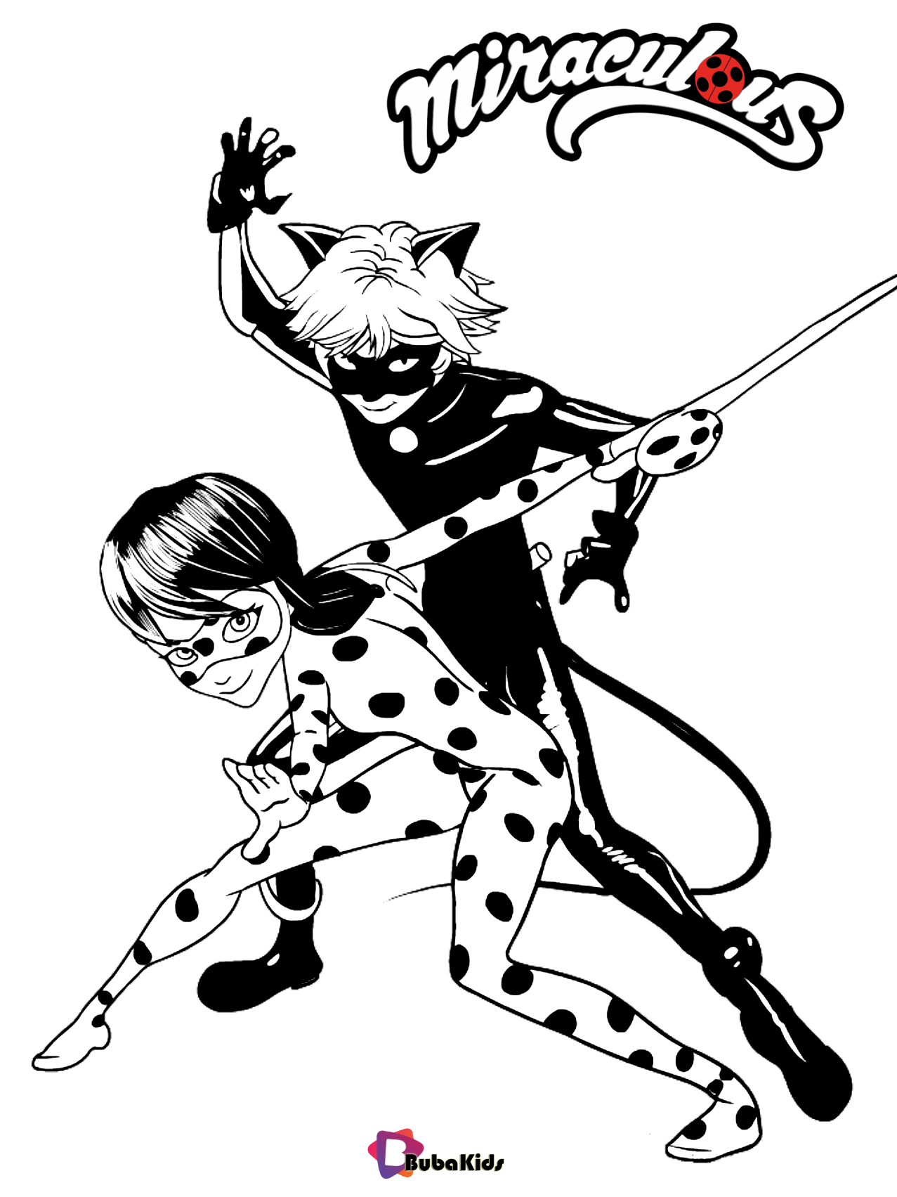 Miraculous Tales of Ladybug & Cat Noir coloring pages | BubaKids.com