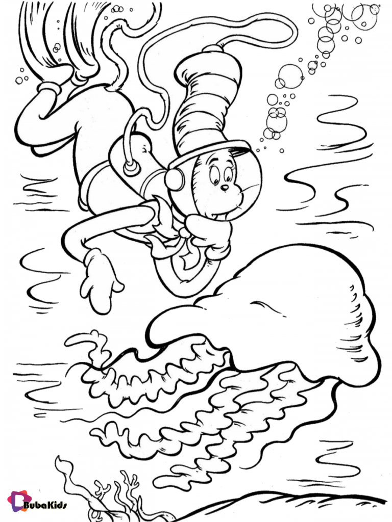 dr seuss the cat in the hat jellyfish coloring page