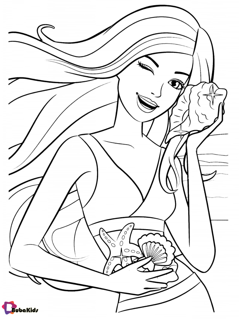 free download and printable barbie coloring page for kids