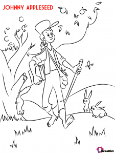 Johnny Appleseed coloring pages for kids | BubaKids.com