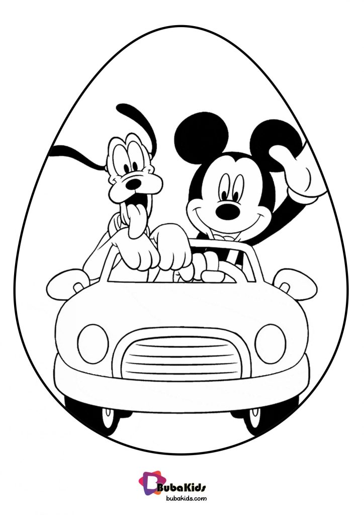 mickey and pluto easter egg coloring page scaled
