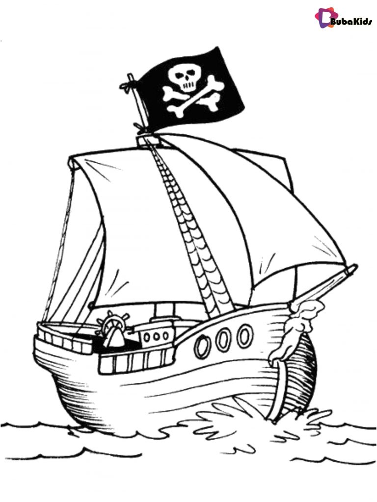 pirate ship coloring page for kids