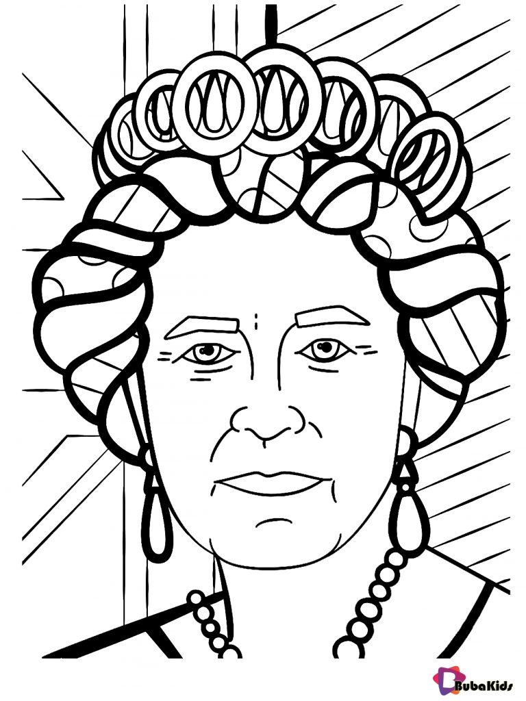 queen elizabeth picture by romero britto printable coloring page