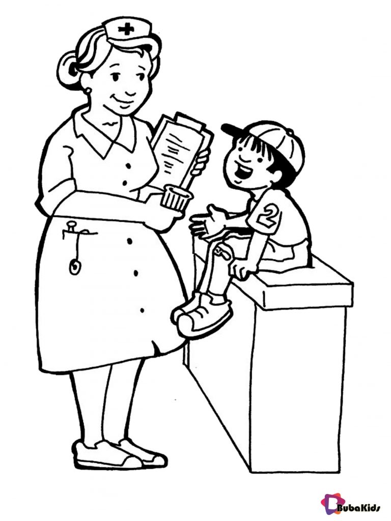 Doctors nurses and medical workers coloring page