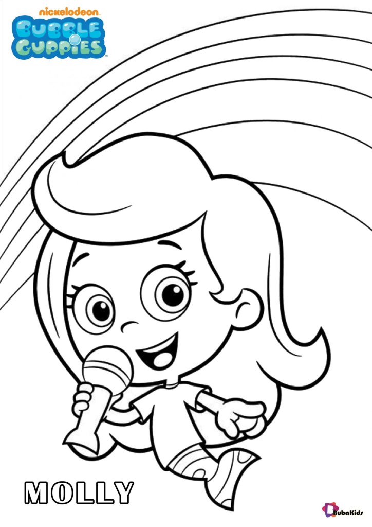 Molly bubble guppies character coloring sheet scaled