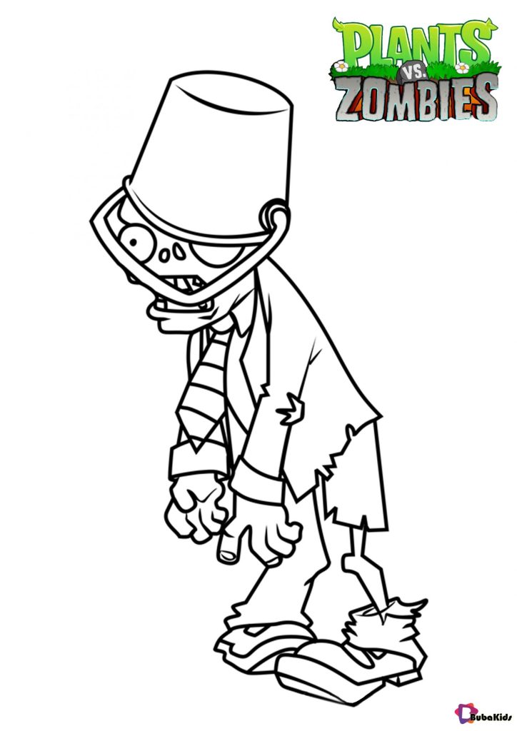 Plants vs Zombies Buckethead zombie coloring page scaled