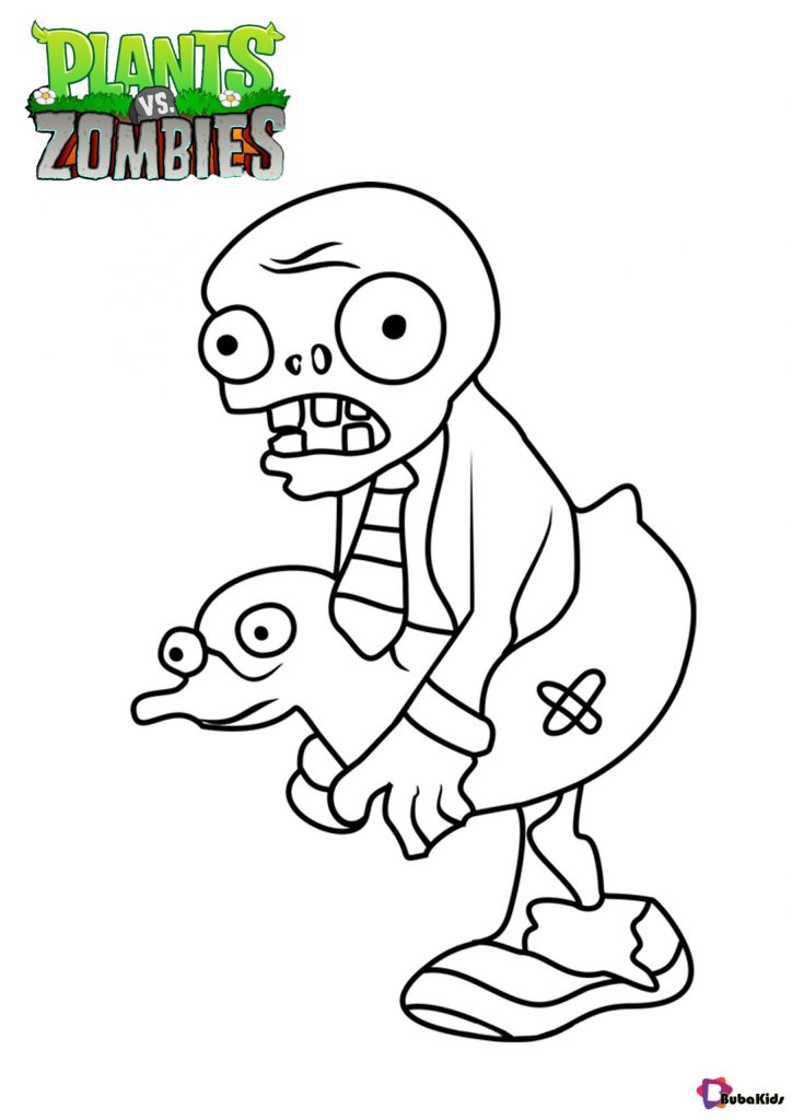 Plants vs zombies Ducky Tube Zombie coloring page scaled