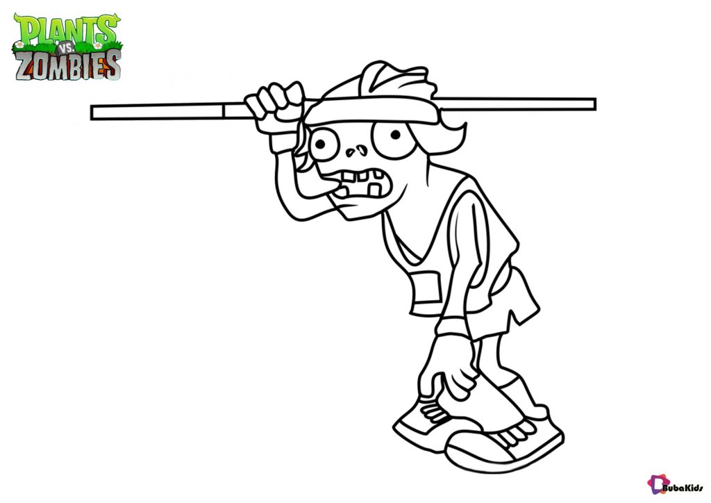 Plants vs zombies Pole Vaulting Zombie coloring page scaled