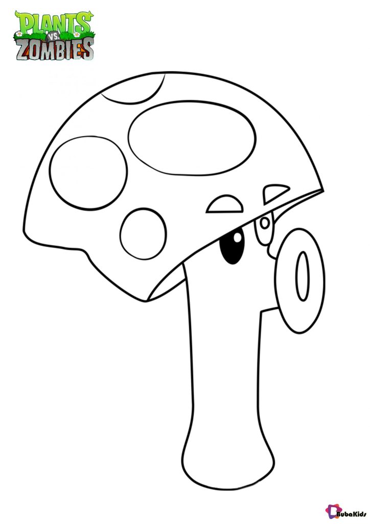 Plants vs zombies Scaredy shroom coloring page scaled