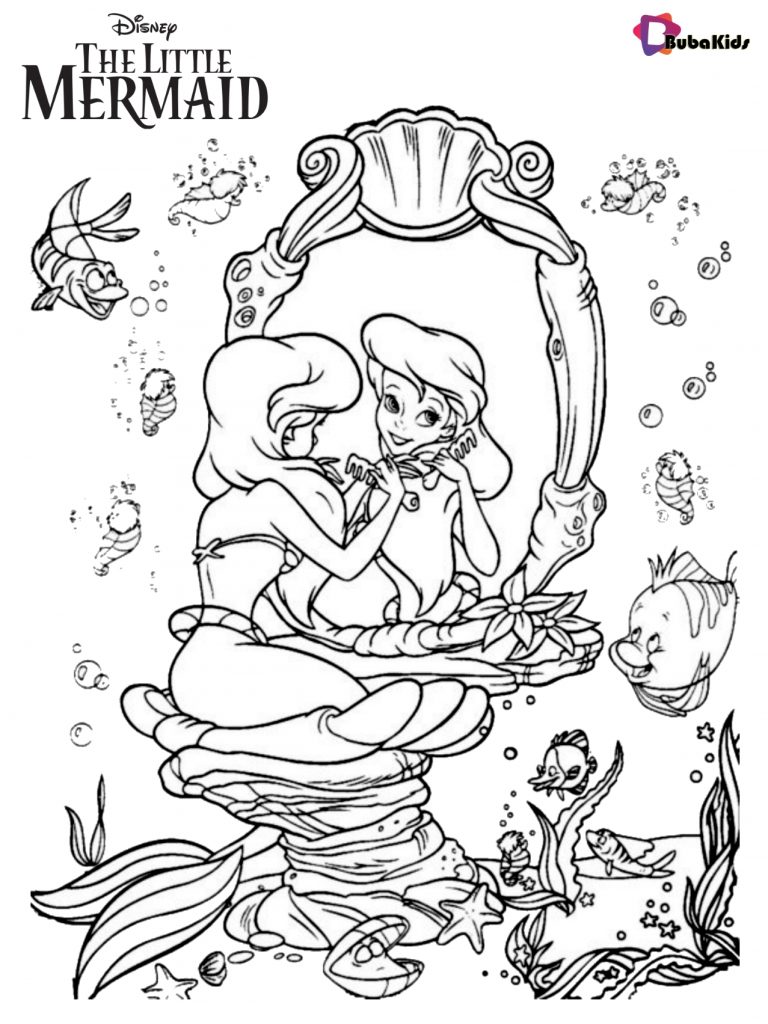free and easy coloring sheet of disney the little mermaid coloring page
