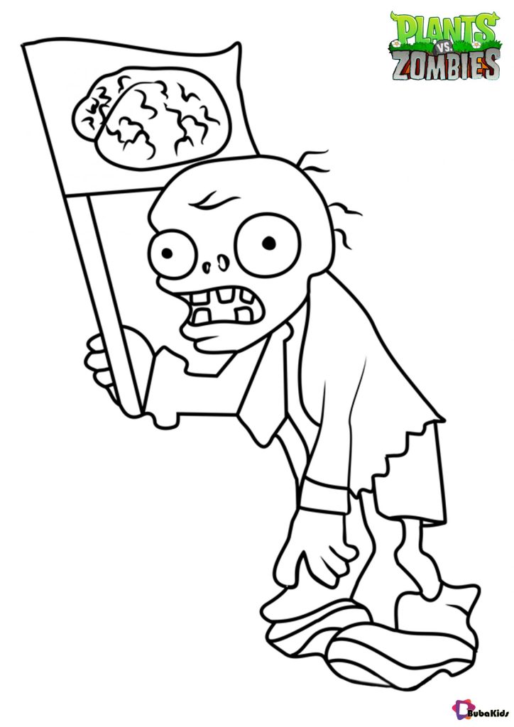 plants vs zombies Flag Zombie coloring page scaled