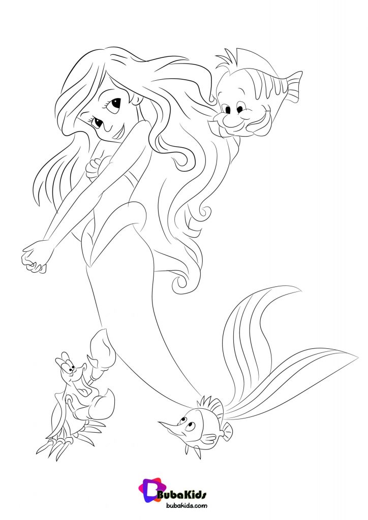 princess ariel coloring page tracing by bubakids scaled