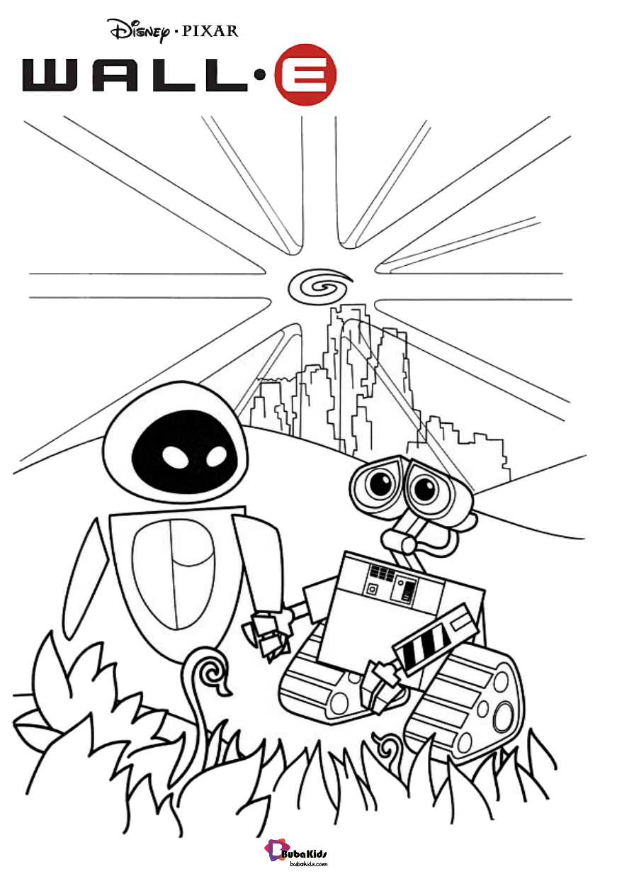 Wall e and eve disneys wall e movie coloring pages