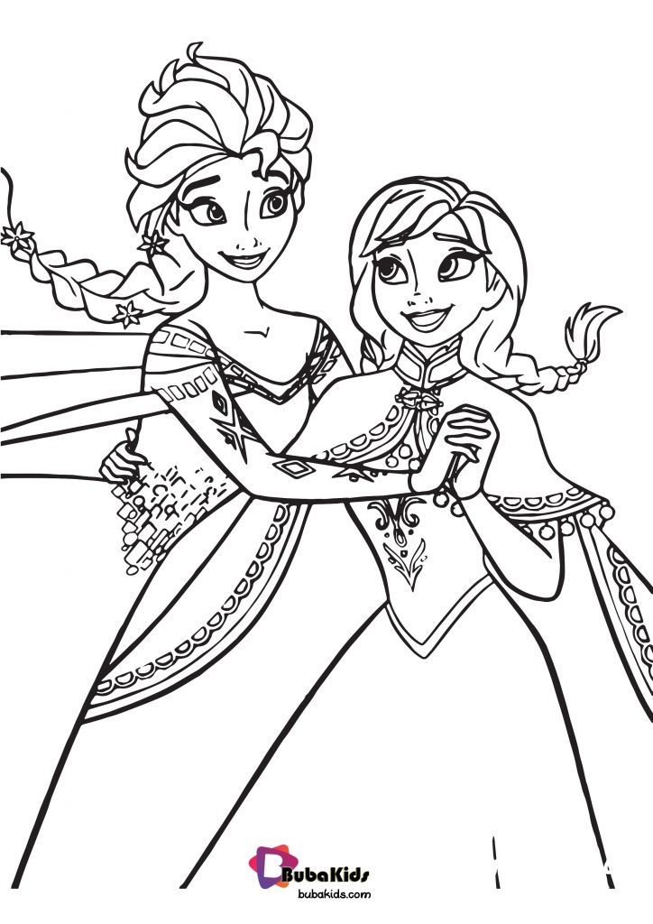 Anna and Elsa Coloring Page