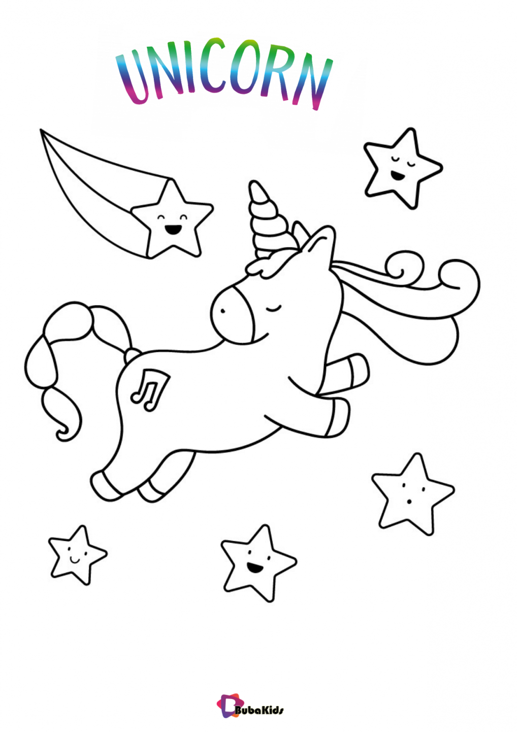 flying unicorn stars coloring pages