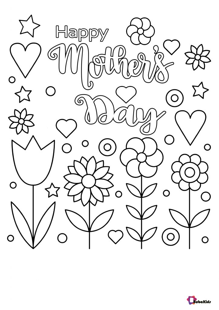 happy mothers day coloring pages happy tulips flowers hearts