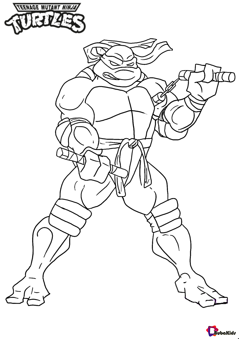 teenage mutant ninja turtles michelangelo nunchaku weapon coloring pages