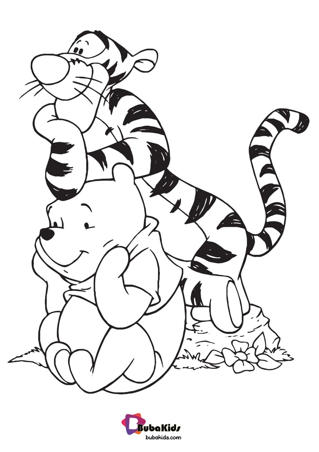 Winnie The Pooh and Tiger Coloring Page