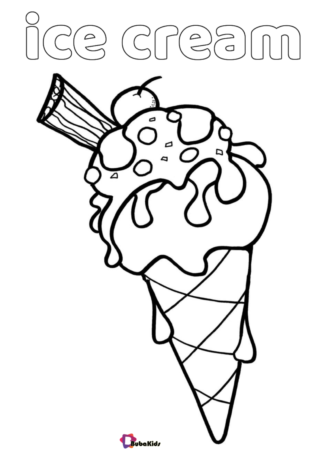 Free download and printable Ice Cream coloring page BubaKids com